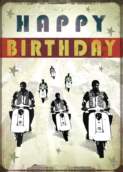 DH24 - Happy Birthday - Scooters Greeting Card by Max Hernn - Click Image to Close